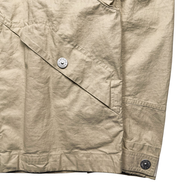 S/S 24 Stone Island Marina Raw Plated Linen Jacket - Beige
