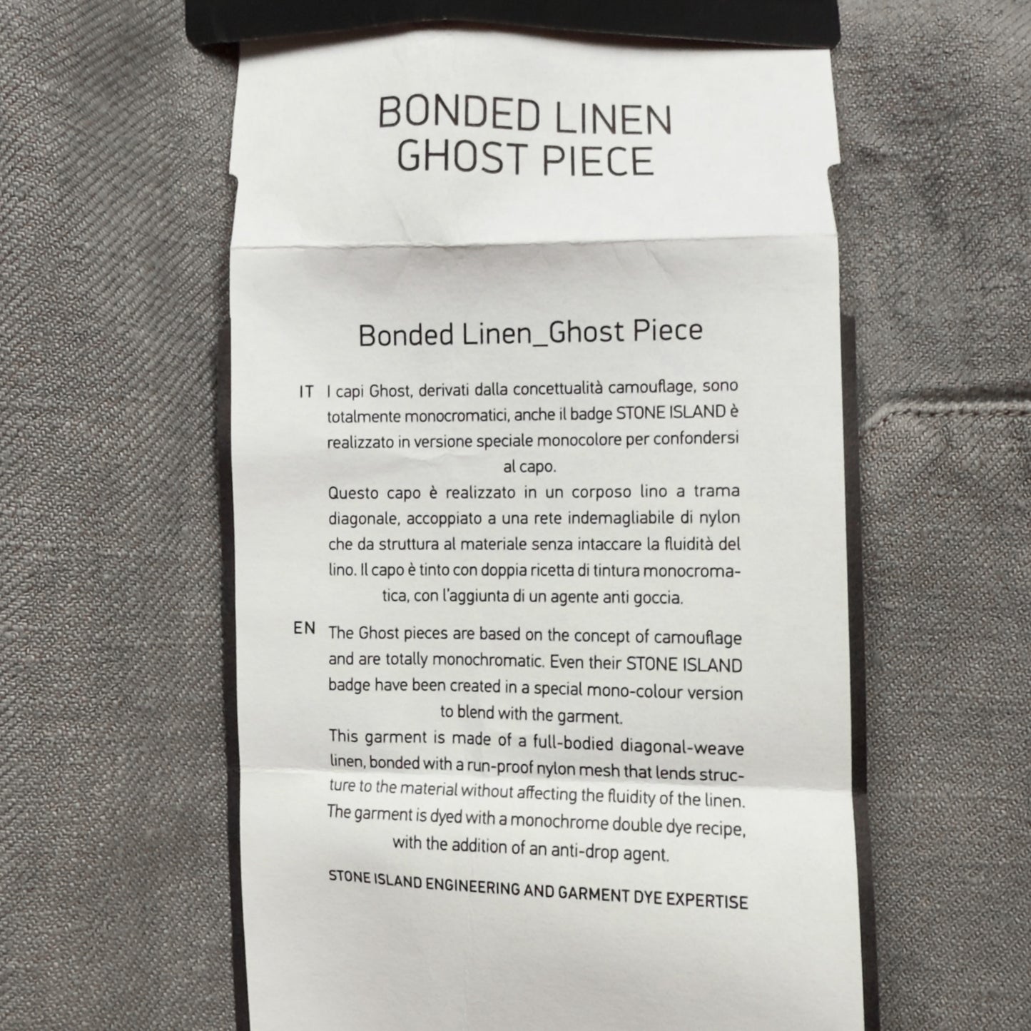 S/S 25 Stone Island Diagonal Linen Ghost Jacket