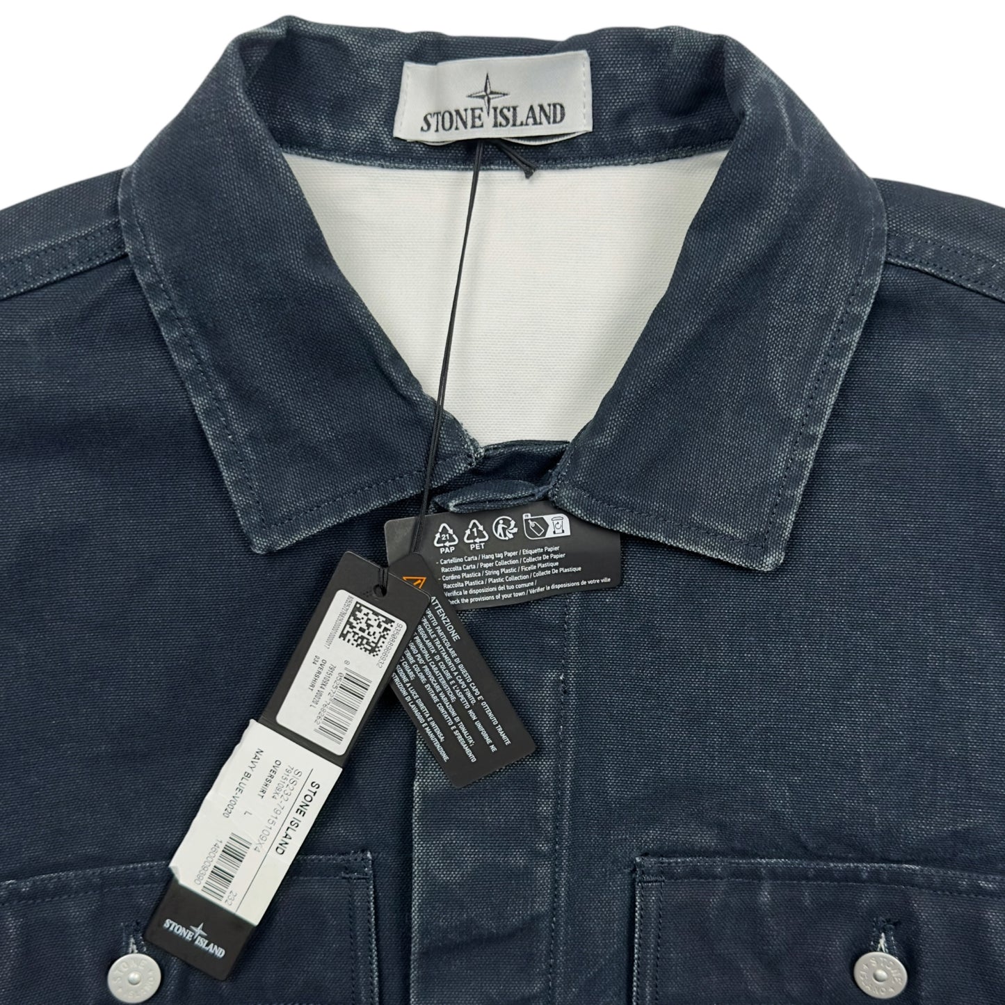 A/W 23 Stone Island Marina Plated Cotton Canvas - Navy