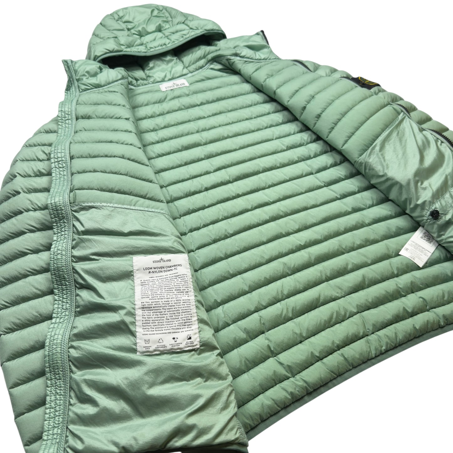A/W 22 Stone Island Loom Woven Chambers R-Nylon Down TC Puffer Jacket - Sage Green