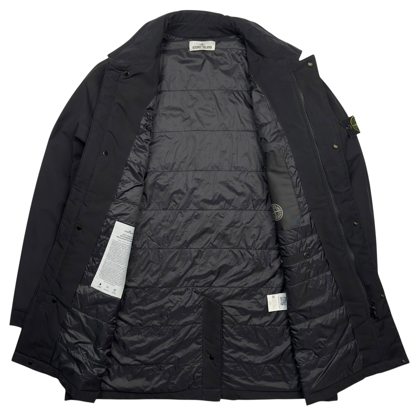 A/W 20 Stone Island Soft Shell Primaloft Car Coat - Black