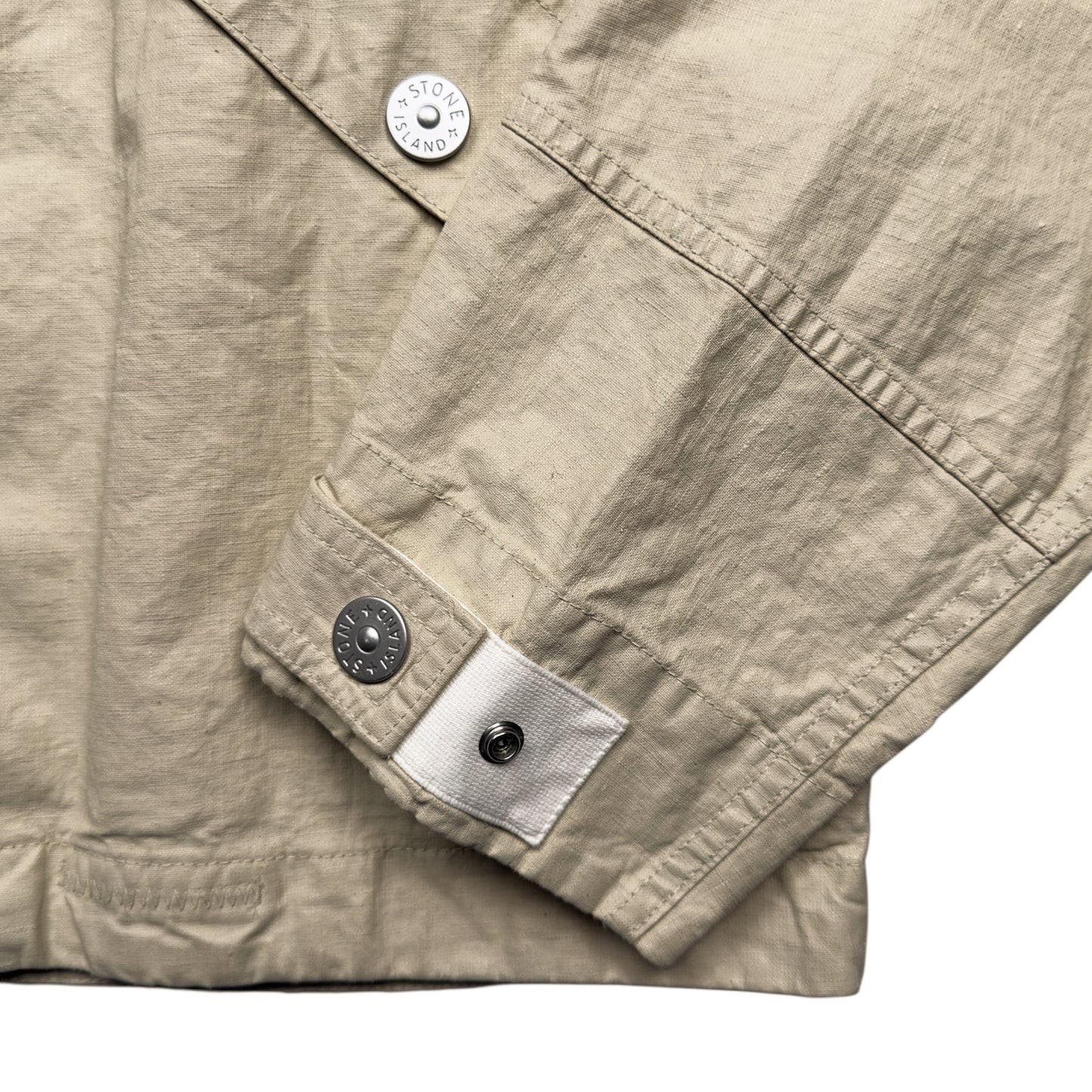 S/S 24 Stone Island Marina Raw Plated Linen Jacket - Beige