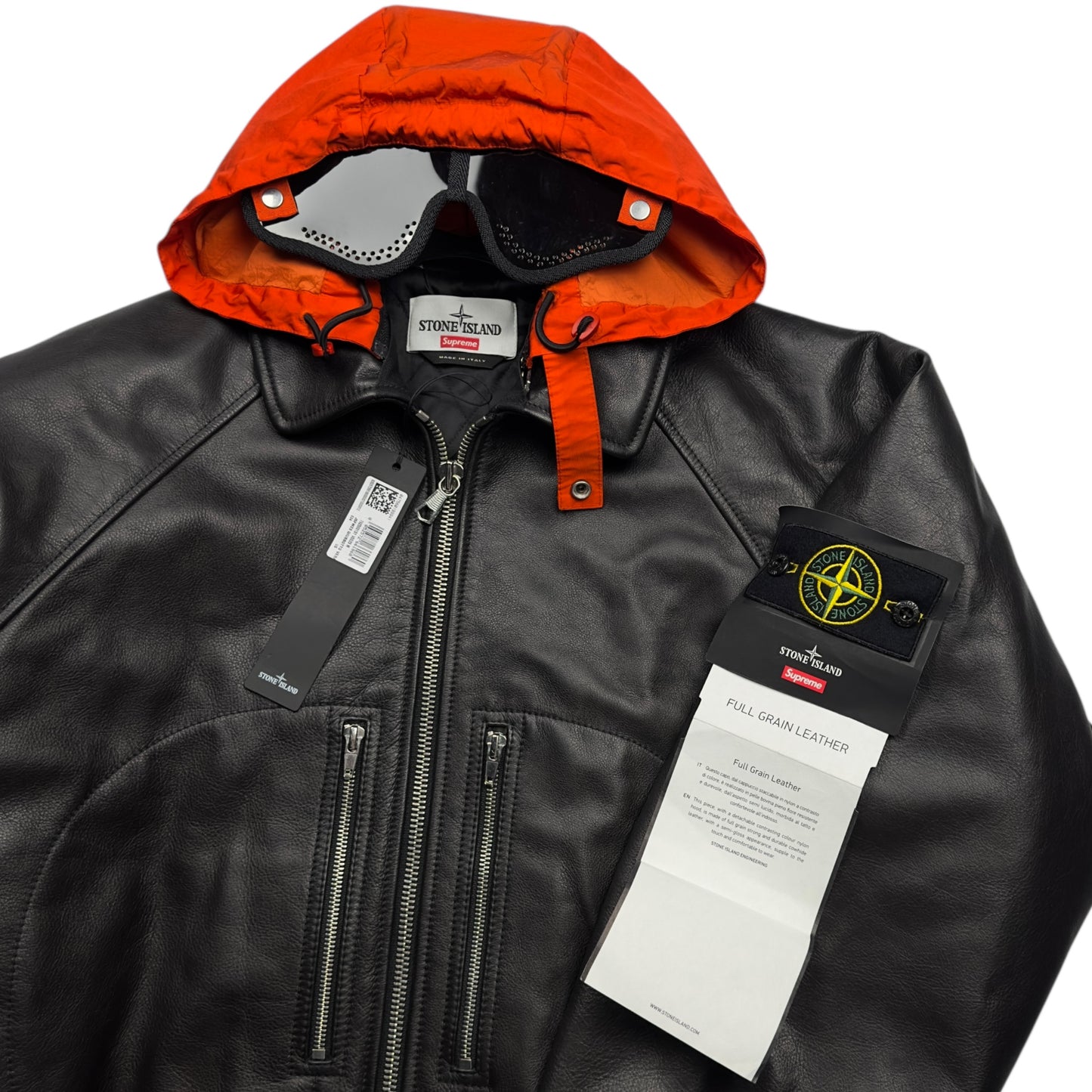 A/W 23 Stone Island x Supreme Full Grain Leather Helicopter Jacket