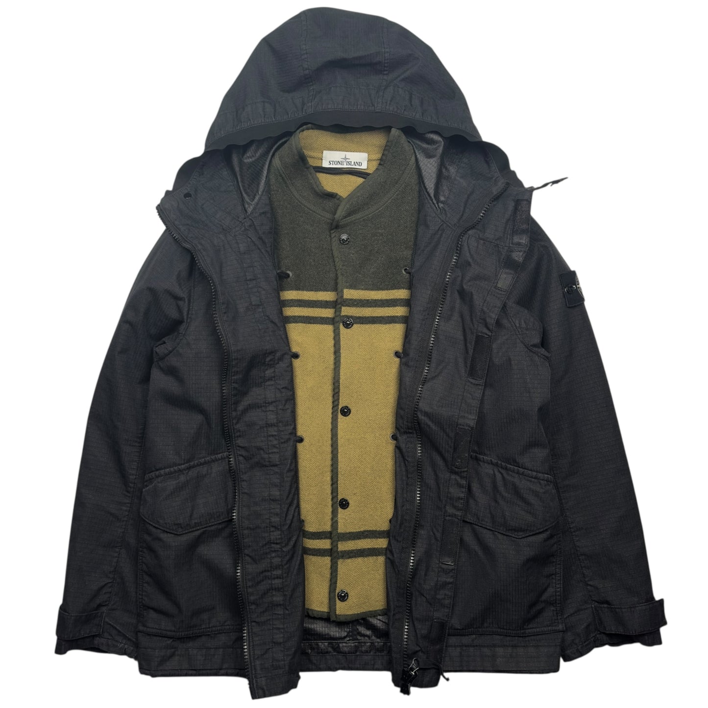 A/W 19 Stone Island Reflective Weave Ripstop TC Parka Jacket with Panno Jacquard Lining