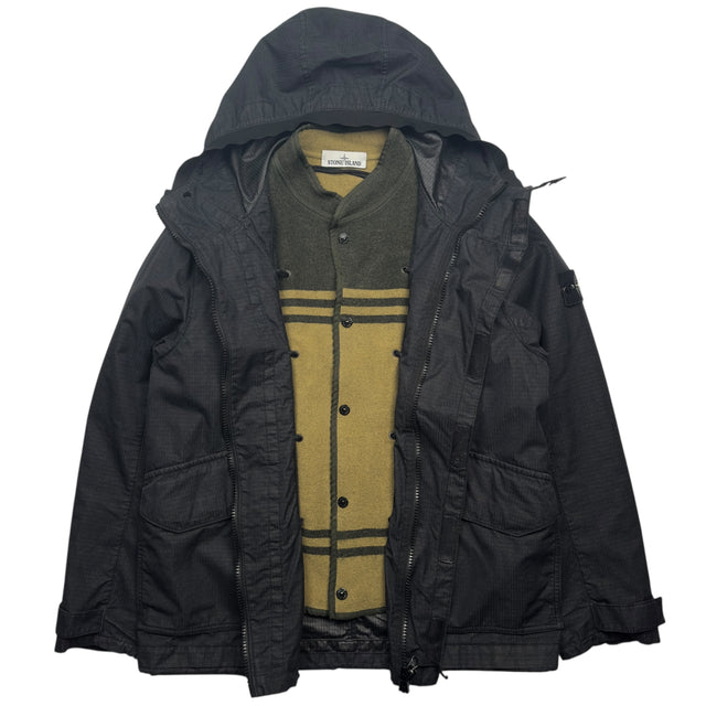 A/W 19 Stone Island Reflective Weave Ripstop TC Parka Jacket with Panno Jacquard Lining