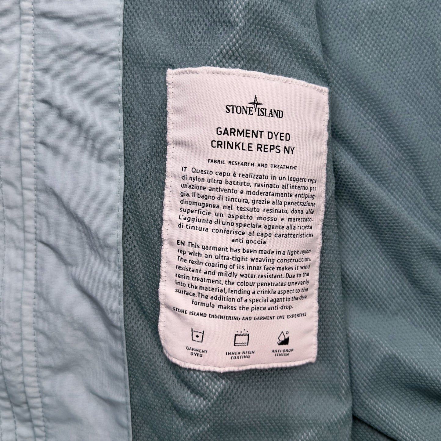 S/S 23 Stone Island Crinkle Reps Bomber - Light Blue