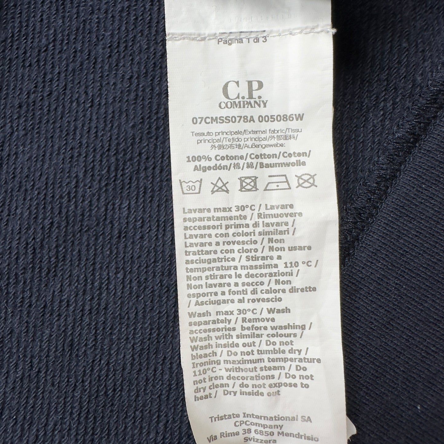 C.P. Company Cotton Quarter Zip Sweater - Navy