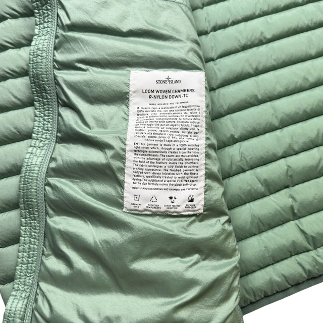 A/W 22 Stone Island Loom Woven Chambers R-Nylon Down TC Puffer Jacket - Sage Green