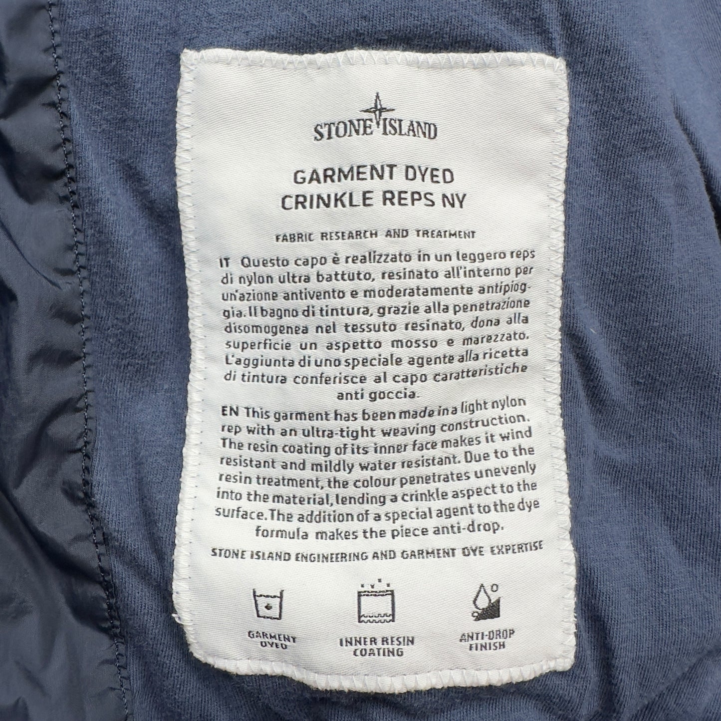 S/S 17 Stone Island Crinkle Reps NY Bomber Jacket - Navy