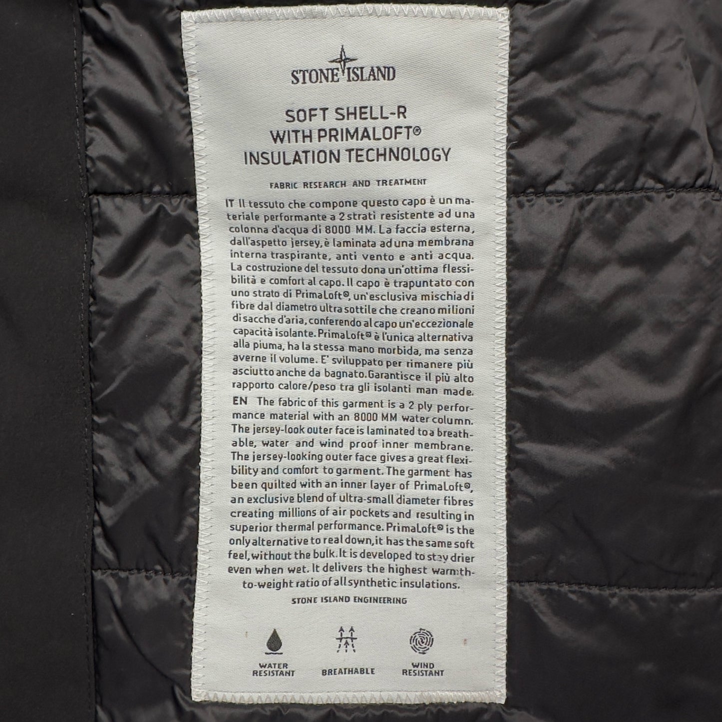 A/W 20 Stone Island Soft Shell Primaloft Car Coat - Black
