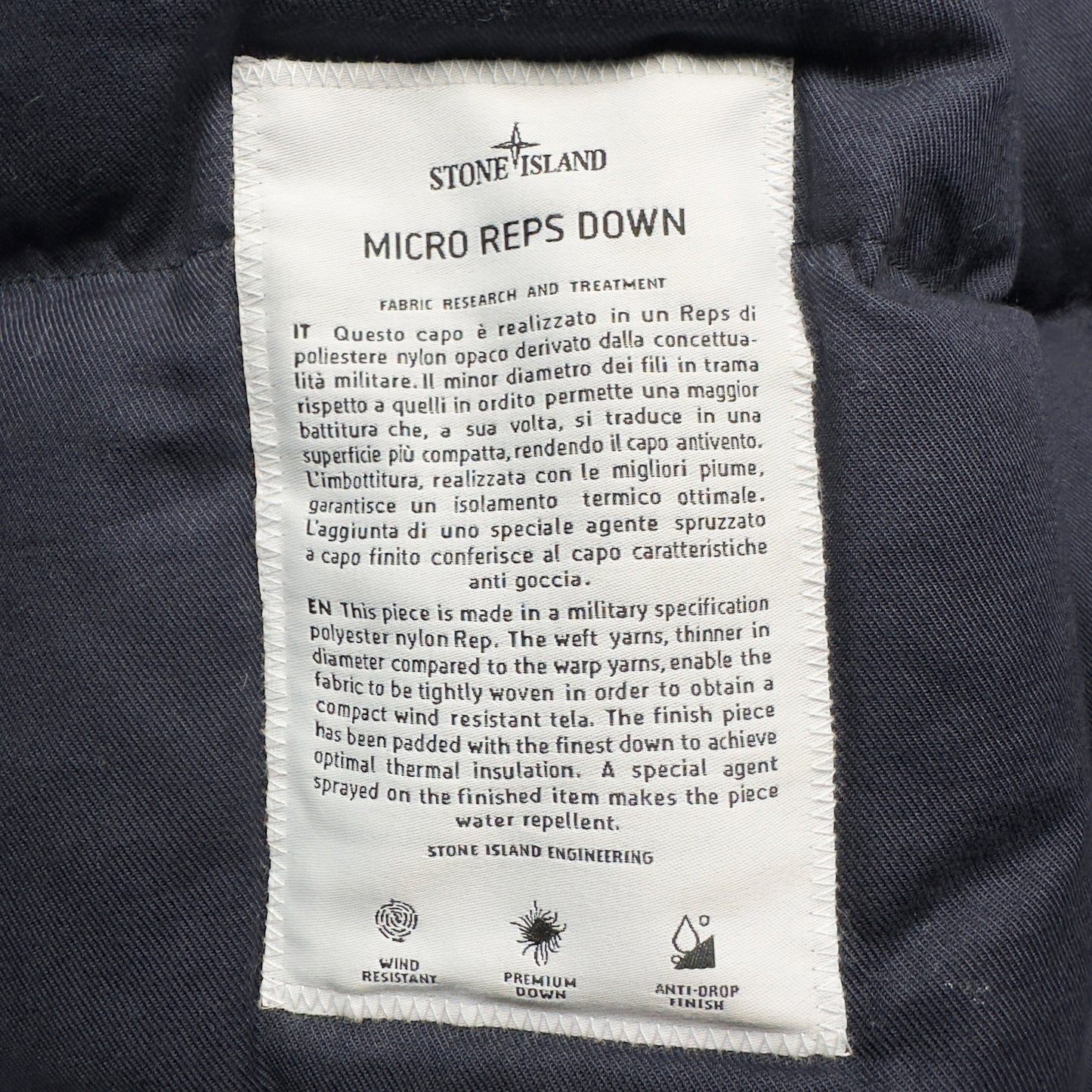 A/W 17 Stone Island Micro Reps Down Fur Trimmed Puffer Parka Jacket - Navy