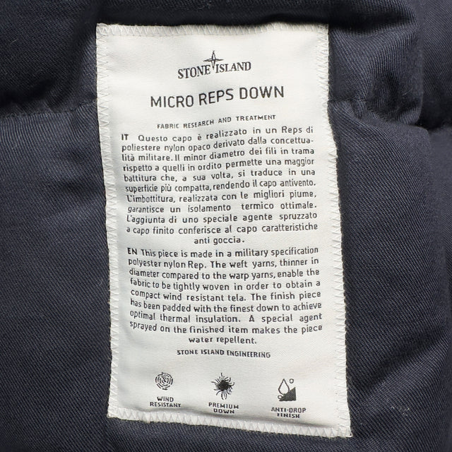 A/W 17 Stone Island Micro Reps Down Fur Trimmed Puffer Parka Jacket - Navy