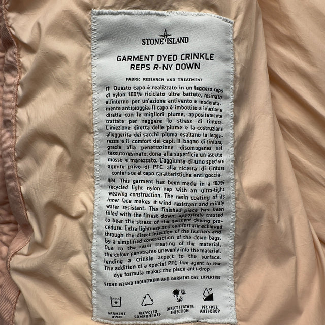 A/W 22 Stone Island Crinkle Reps R - NY Down Puffer Jacket - Peach