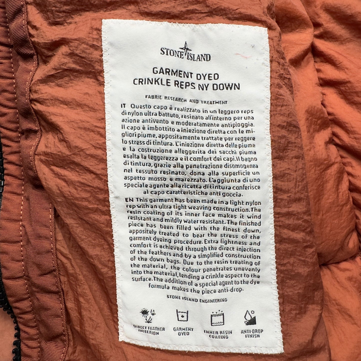 A/W 19 Stone Island Crinkle Reps NY Down Jacket - Coral