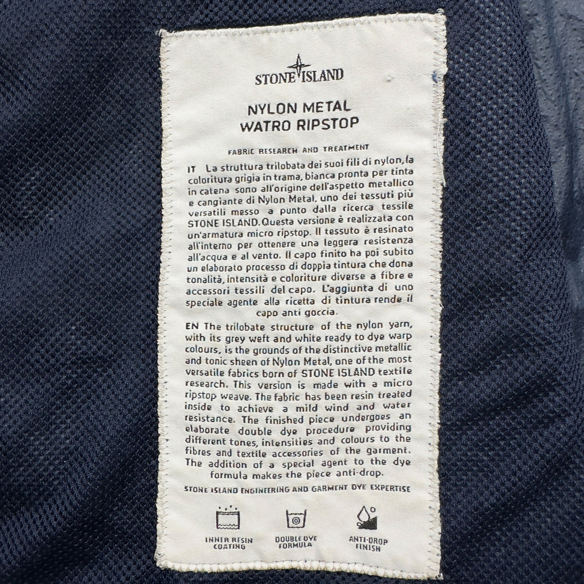S/S 19 Stone Island Nylon Metal Watro Ripstop Windbreaker Jacket - Navy