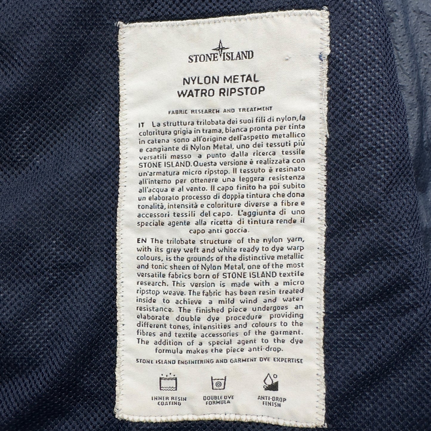 S/S 19 Stone Island Nylon Metal Watro Ripstop Windbreaker Jacket - Navy