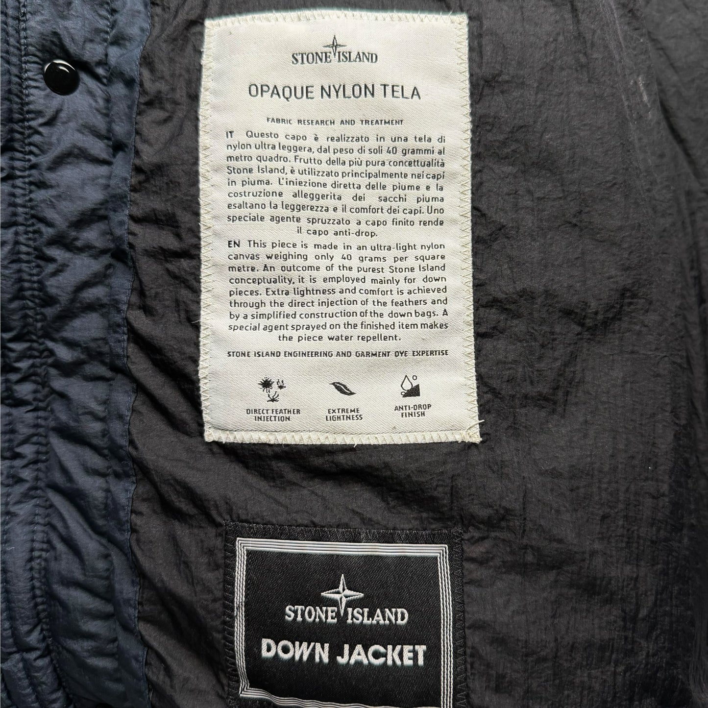 A/W 11 Stone Island Opaque Nylon Tela Down Puffer Jacket - Navy