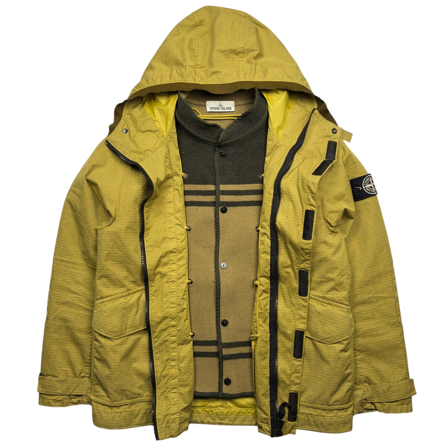 A/W 19 Stone Island Reflective Weave Ripstop TC Parka Jacket with Panno Jacquard Lining