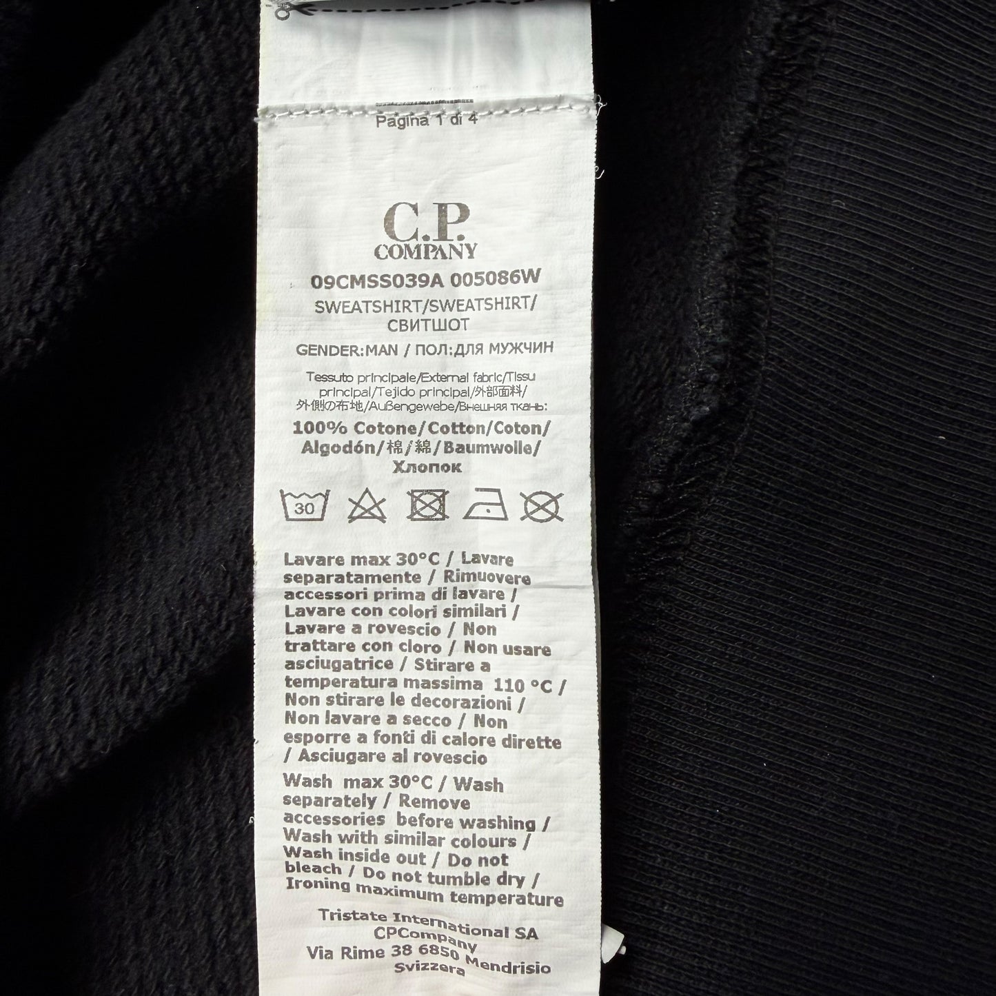 C.P. Company Diagonal Raised Fleece Crewneck Sweater - Black