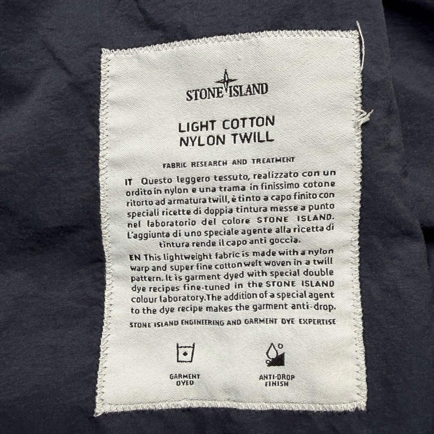 S/S 17 Stone Island Light Cotton Nylon Twill - Navy