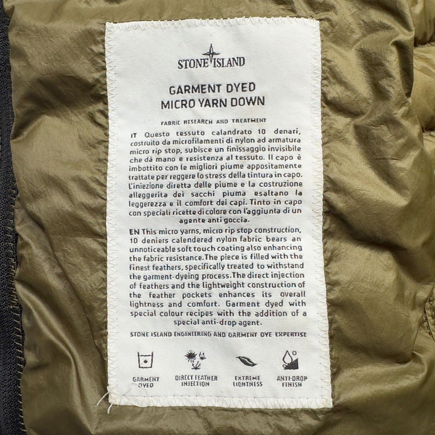 S/S 18 Stone Island Micro Yarn Down Jacket - Khaki