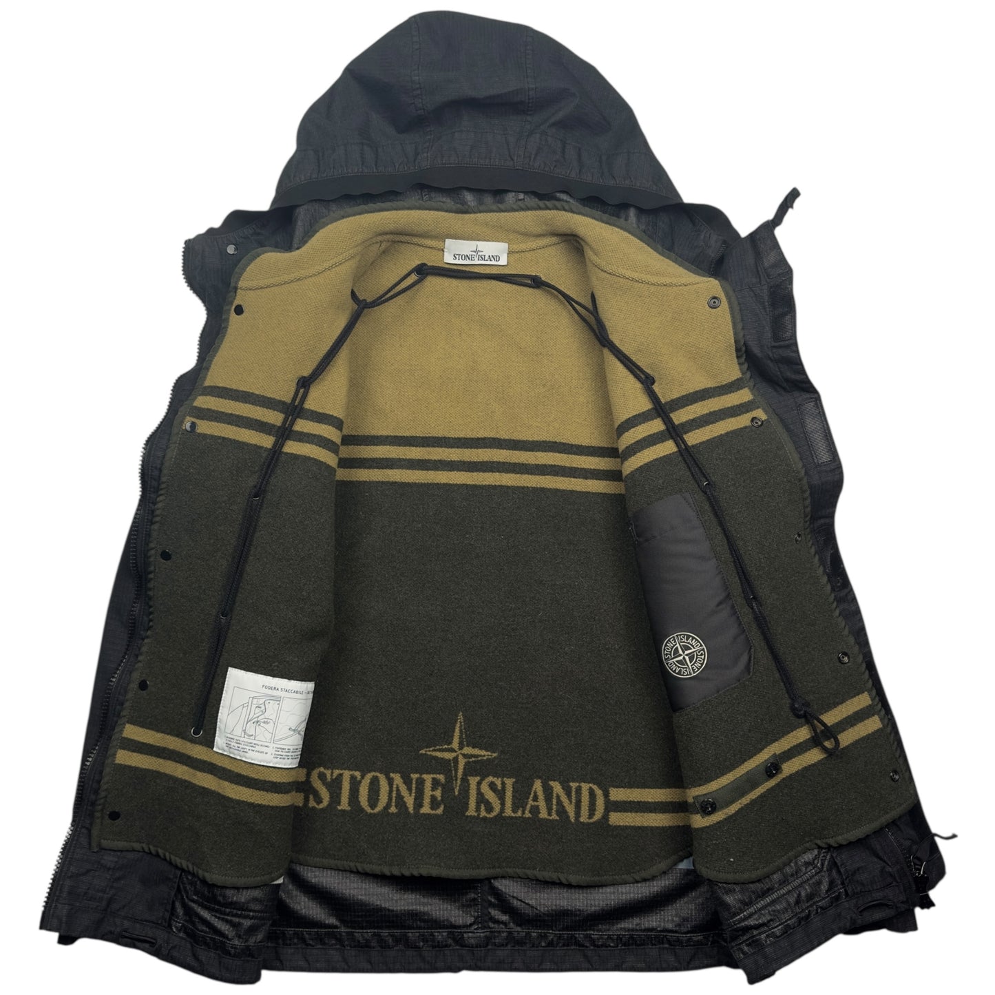 A/W 19 Stone Island Reflective Weave Ripstop TC Parka Jacket with Panno Jacquard Lining