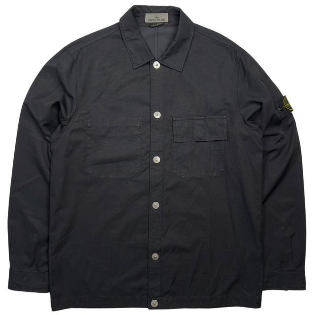 S/S 23 Stone Island Cupro Cotton Twill Overshirt - Black