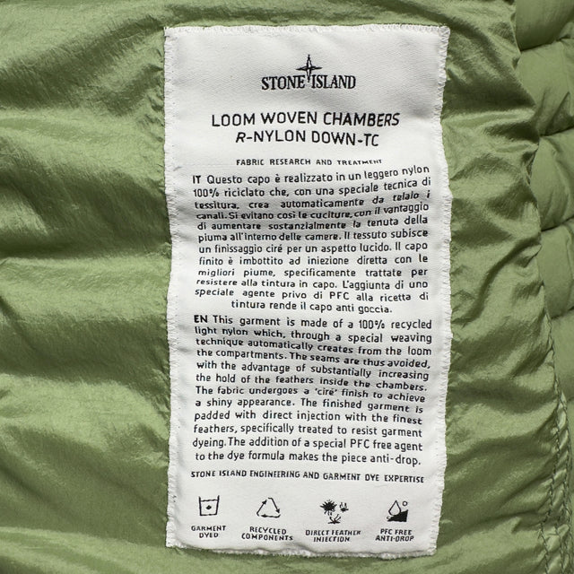 S/S 23 Stone Island Loom Woven Chambers R-Nylon Down TC Puffer Jacket - Sage Green