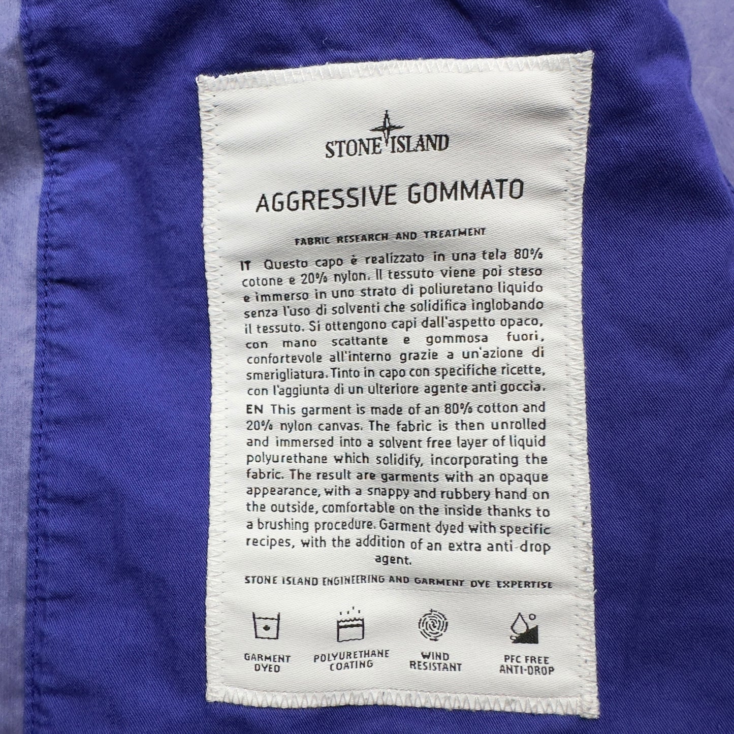 S/S 22 Stone Island Aggressive Gommato Jacket - Blue