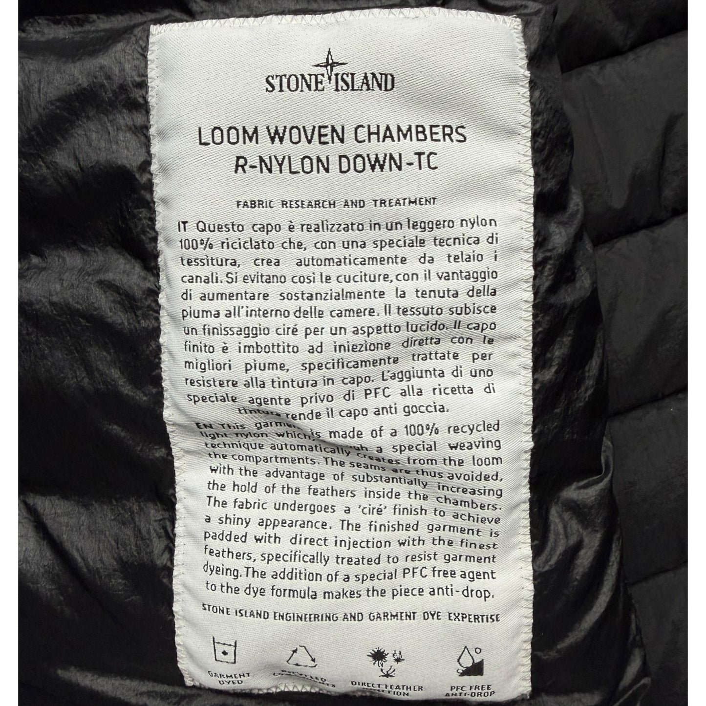 S/S 24 Stone Island Loom Woven Chambers R-Nylon Down TC Puffer Jacket - Black