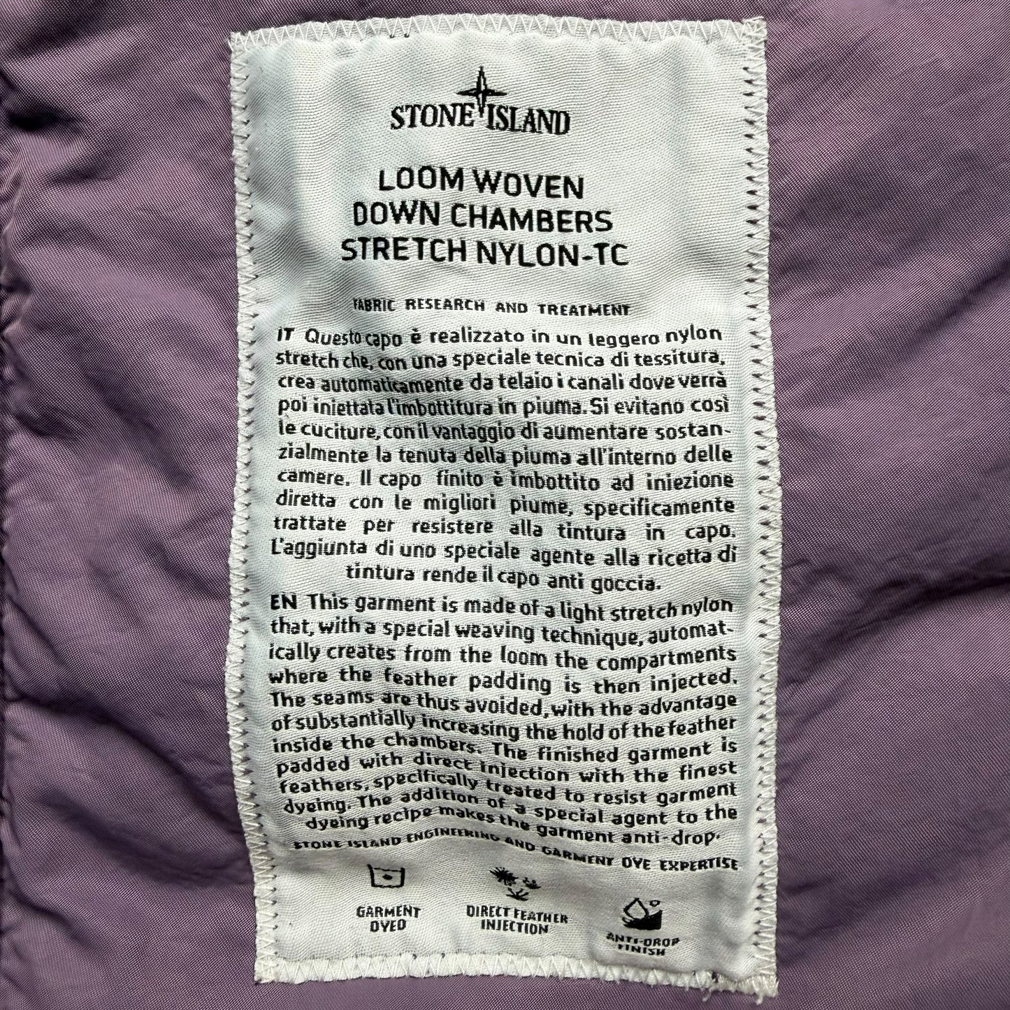 A/W 20 Stone Island Loom Woven Down Chambers Stretch Nylon Down TC Puffer Jacket - Purple