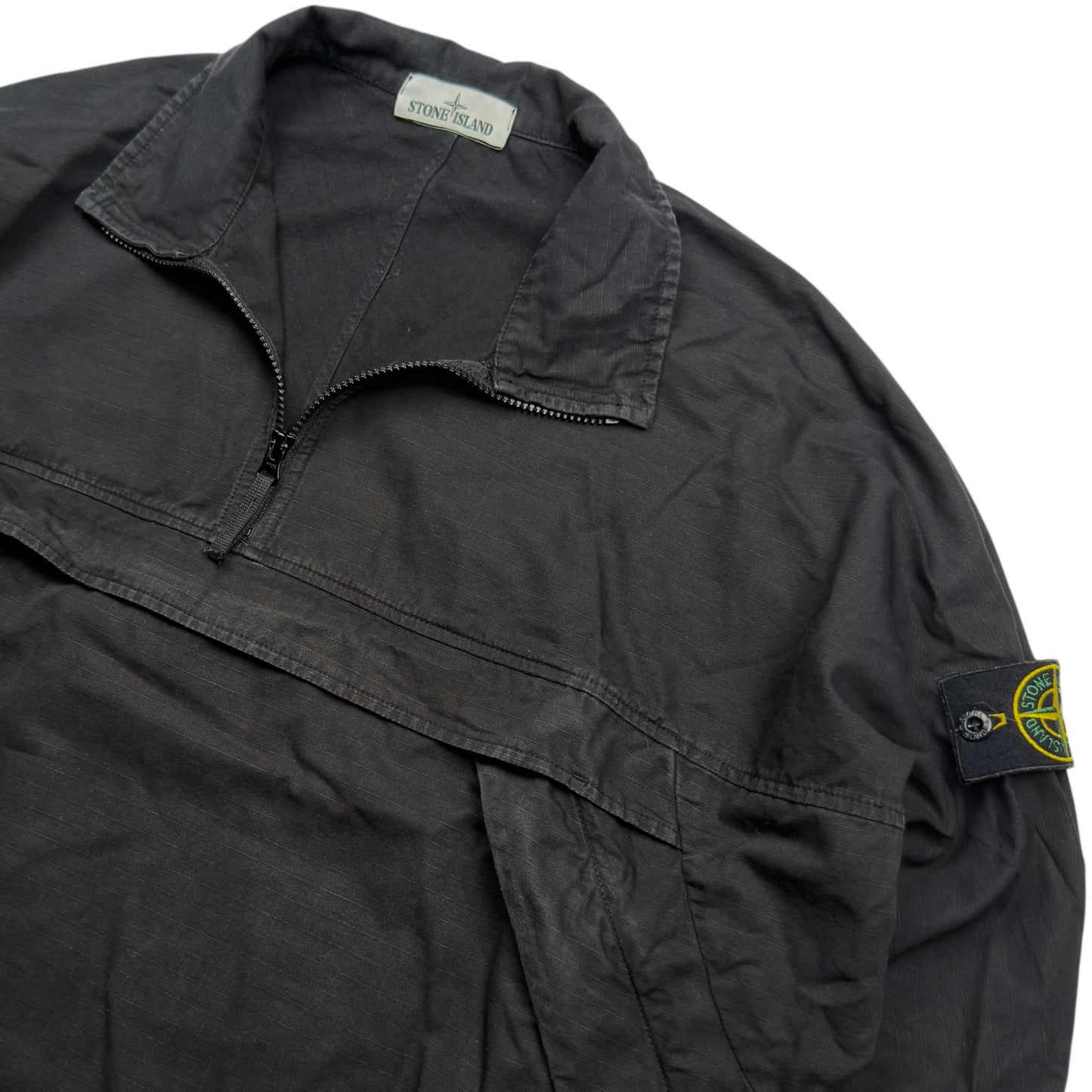 A/W 20 Stone Island Quarter Zip Ripstop Smock - Black