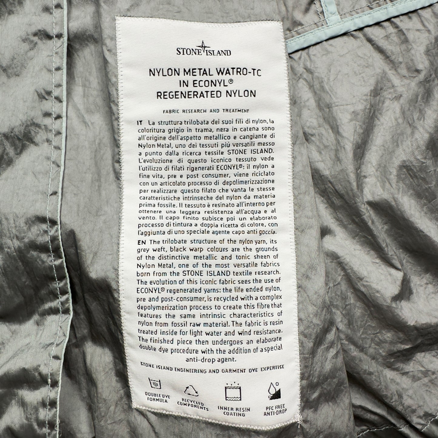 S/S 23 Stone Island Nylon Metal Watro ECONYL Jacket - Light Blue