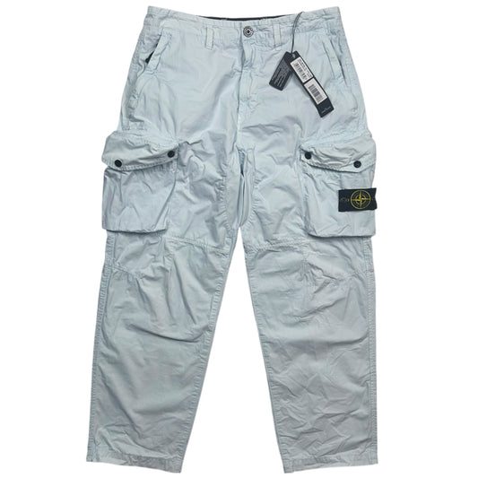 S/S 21 Stone Island Loose Fit Cotton Cargo Trousers 32 LO - Sky Blue
