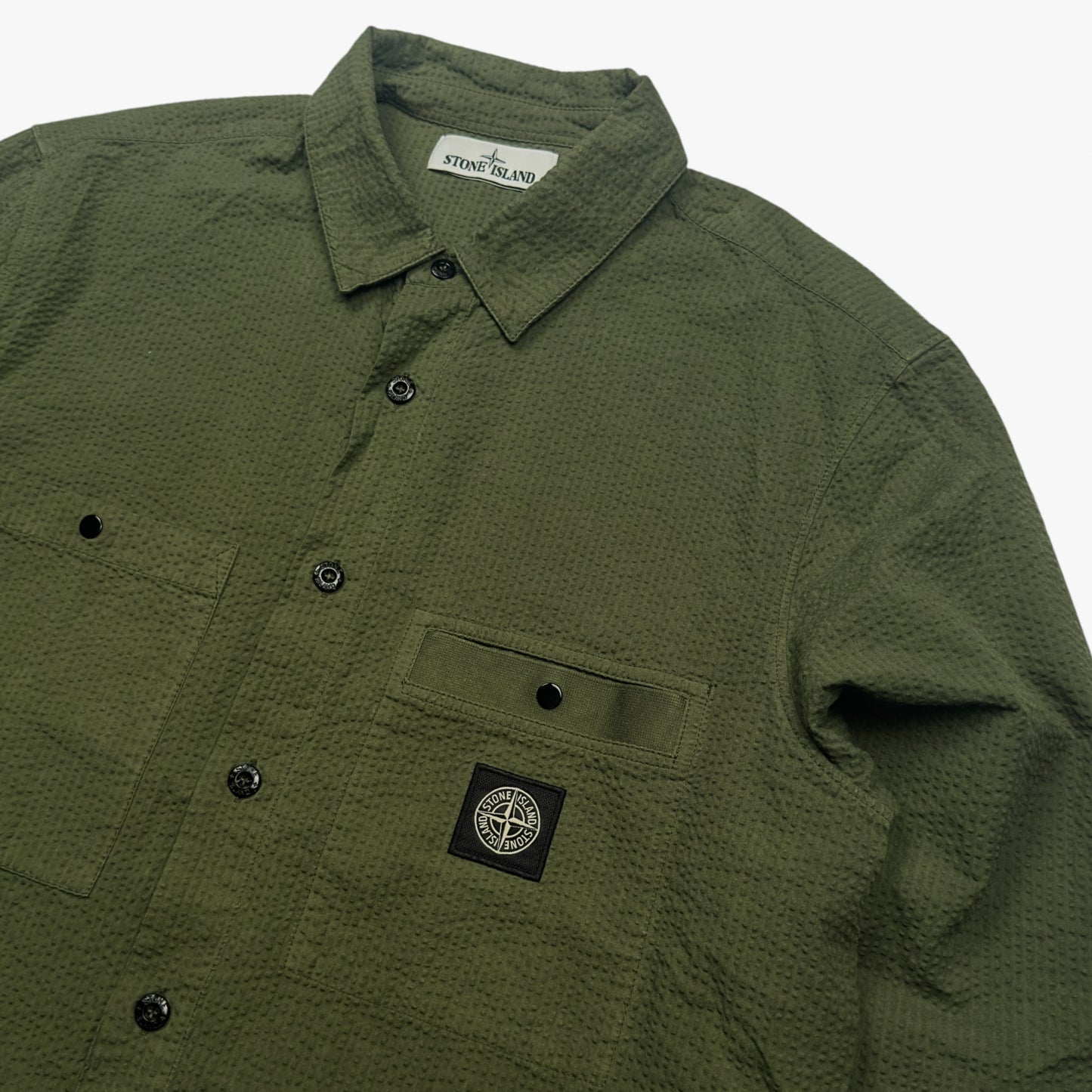 S/S 20 Stone Island Seersucker Overshirt - Khaki