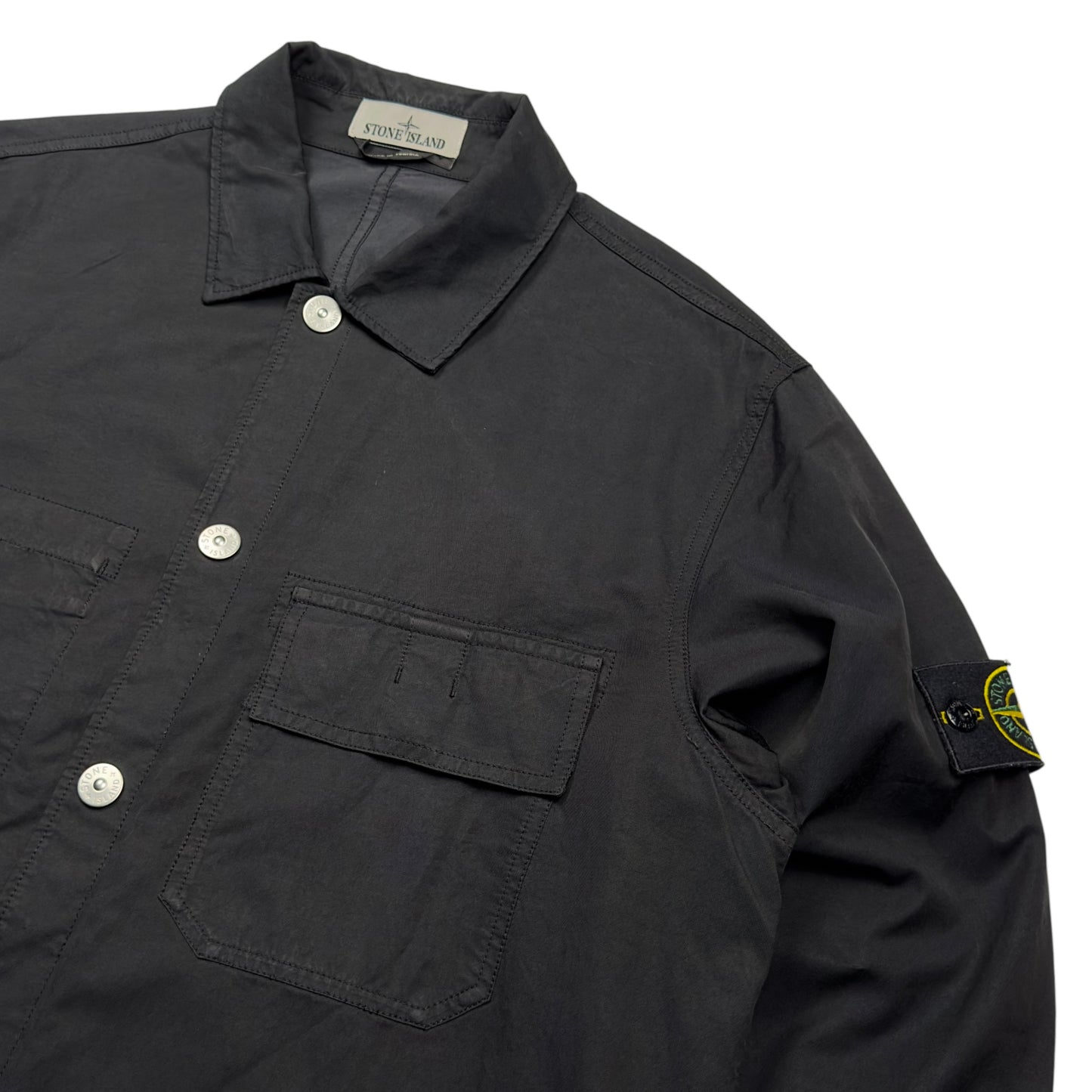 S/S 23 Stone Island Cupro Cotton Twill Overshirt - Black