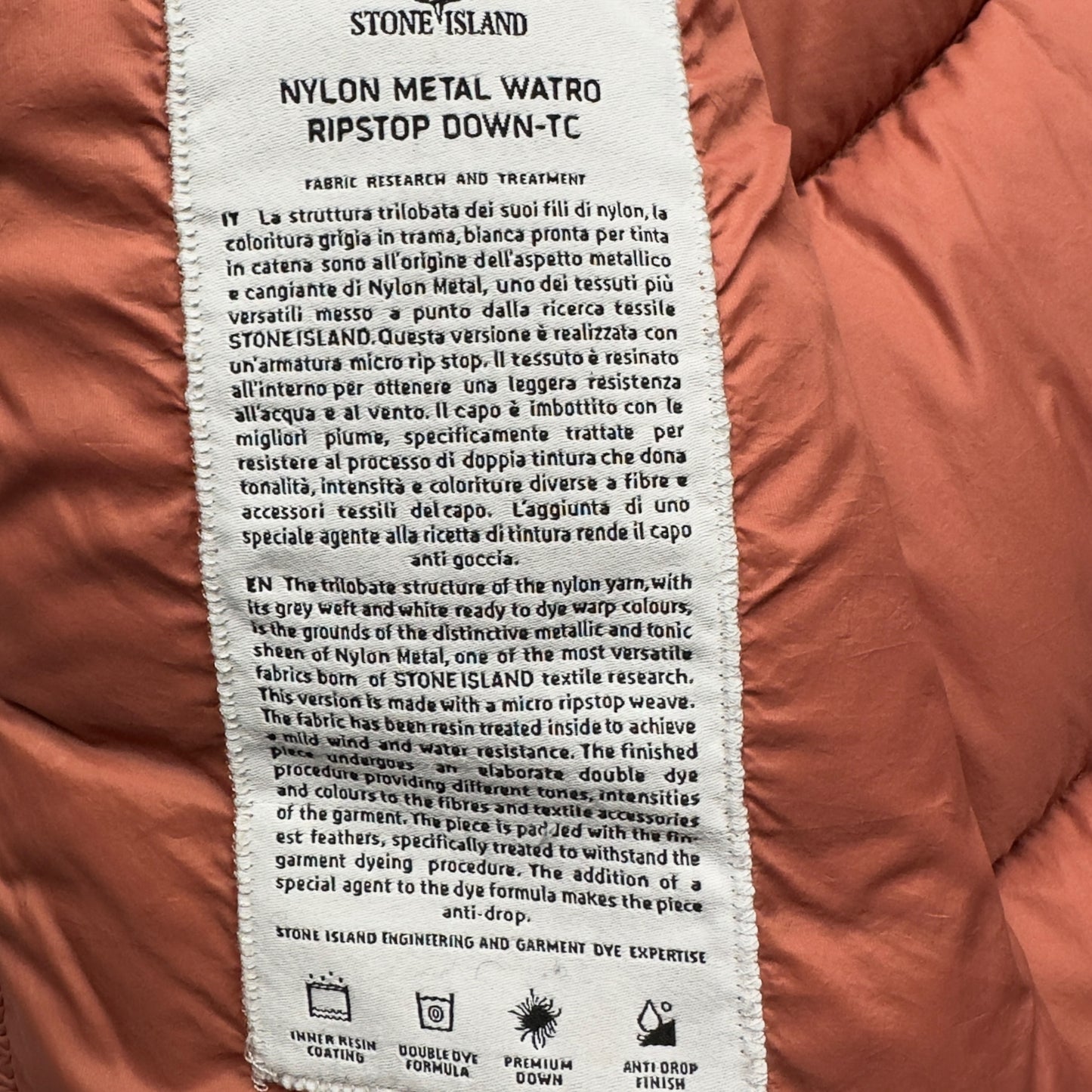 A/W 19 Stone Island Nylon Metal Watro Ripstop Down Puffer Gilet - Orange