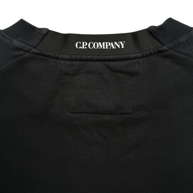 C.P. Company Diagonal Raised Fleece Crewneck Sweater - Black