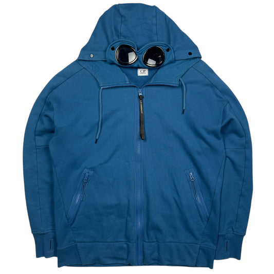 C.P. Company Diagonal Raised Fleece Goggle Full Zip - Blue