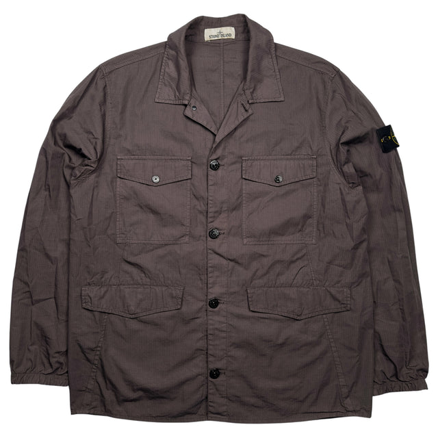 S/S 19 Stone Island Cotton Ripstop Multipocket Overshirt - Dark Brown