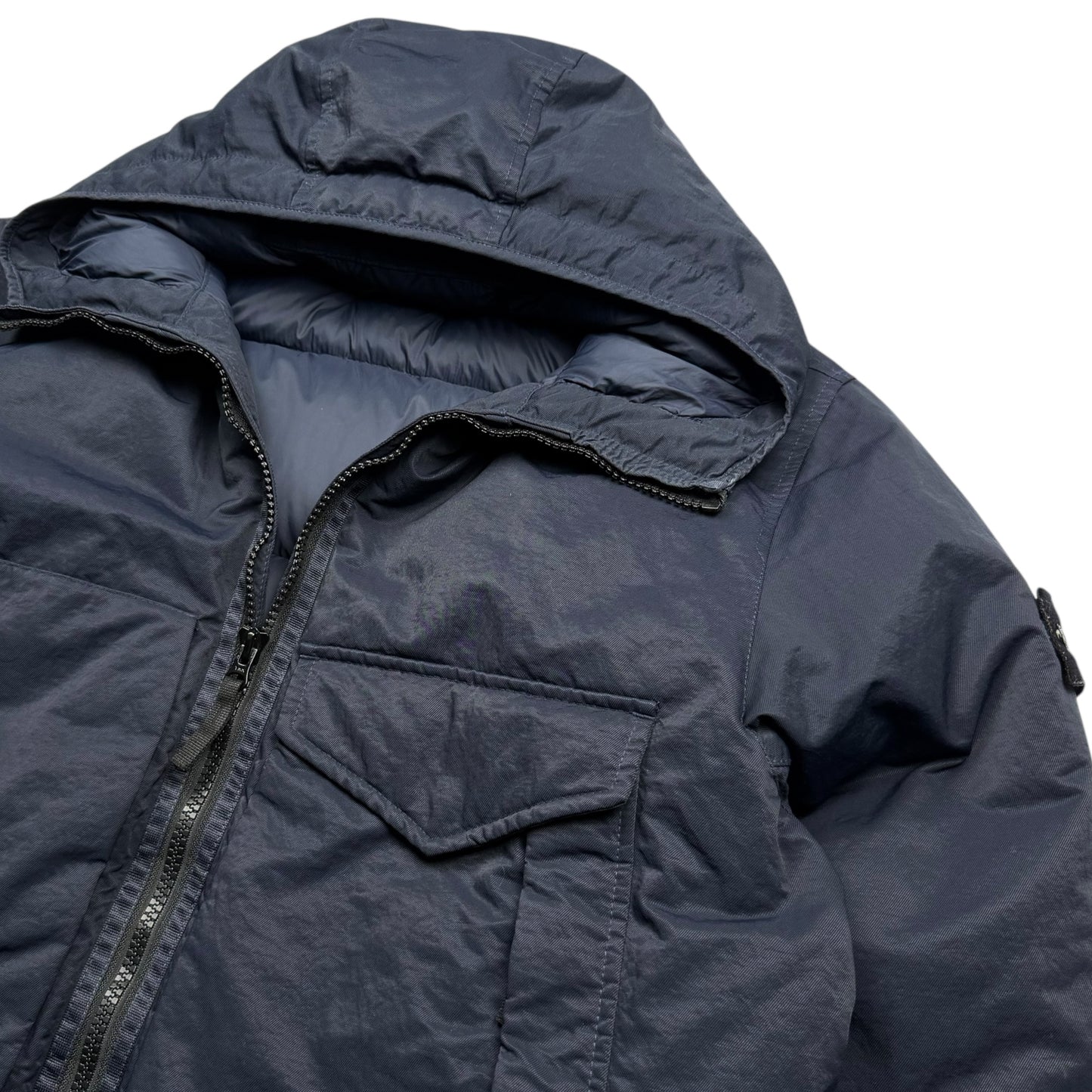 A/W 22 Stone Island Opaque Nylon Twill Down-TC Balaclava Puffer Jacket - Navy