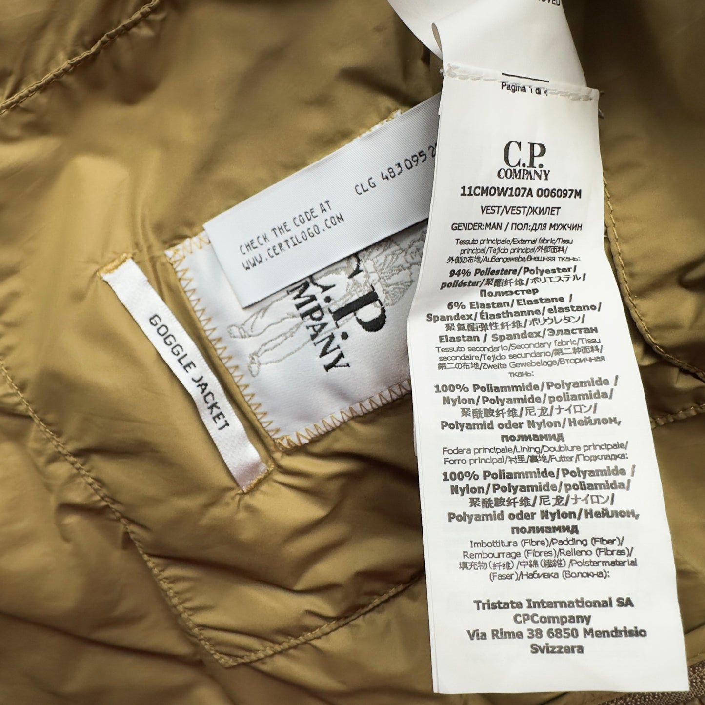 C.P. Company Shell Goggle Gilet - Tan