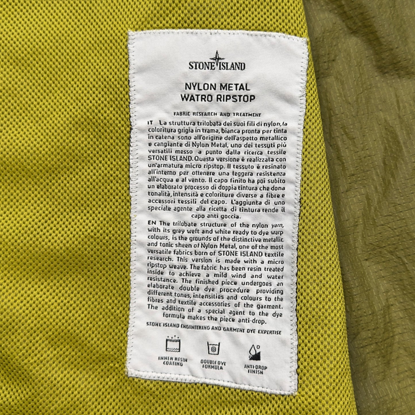 S/S 19 Stone Island Nylon Metal Watro Ripstop Windbreaker Jacket - Yellow