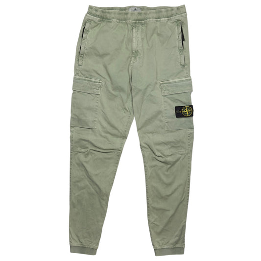 A/W 22 Stone Island Old Effect Cotton Cargo Trousers 32 RE-T - Light Green