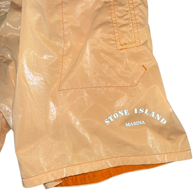 S/S 23 Stone Island Marina Rip Stop Prismatico Shorts - Orange