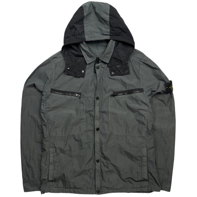 S/S 15 Stone Island Cotton Blend Poplin Multipocket Hooded Overshirt - Grey