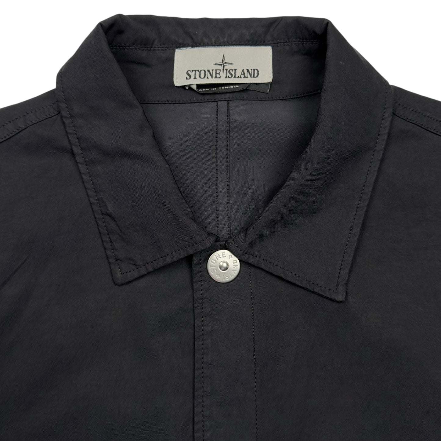 S/S 23 Stone Island Cupro Cotton Twill Overshirt - Black