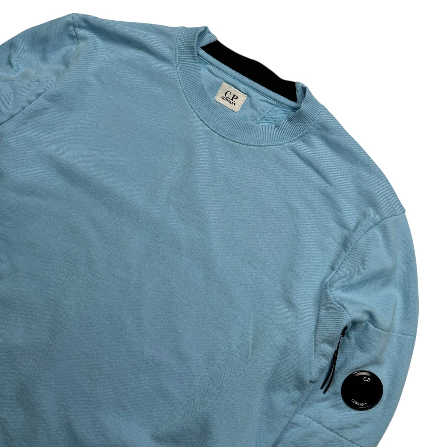 C.P. Company Diagonal Raised Fleece Crewneck Sweater - Baby Blue