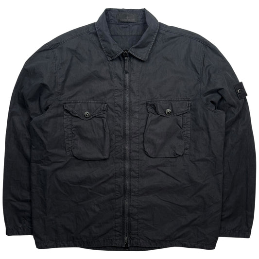 S/S 19 Stone Island Resin Cotton Ghost Overshirt - Black