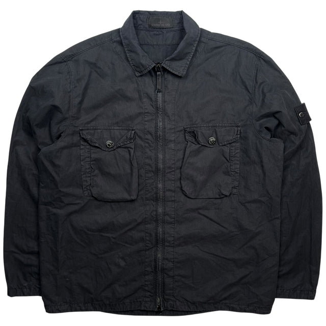 S/S 19 Stone Island Resin Cotton Ghost Overshirt - Black